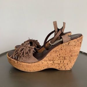 Sartore Paris platform cork wedge straps sandal 40